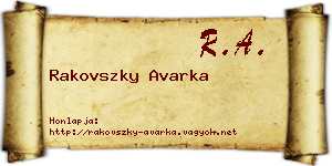 Rakovszky Avarka névjegykártya